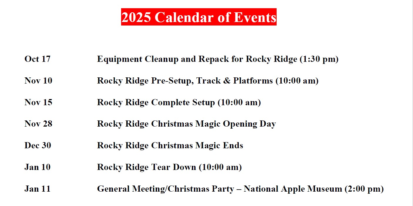 2025 Events Calendar